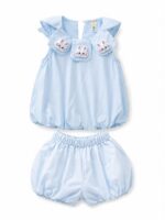 Girls' Light Blue Patterned Dress 2 Piece Set