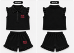 Girl's Black Sleeveless Ruffled 2 Piece Set - Image 2