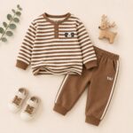 Unisex Brown & White Stripe Co-Ord Set