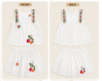 White Girls Floral Embroidered Outfit Set - Image 2