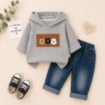 Kid's Grey Sweat Shirt and Denim Co-ord Set