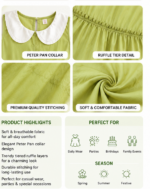 Girl's Green Peter Pan Collar Tiered Frock - Image 2