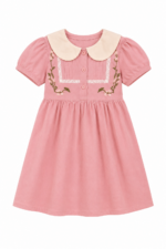 Girl's Pink Peter Pan Collar  Korean Frock (Cotton) - Image 3