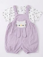 Pastel Purple Dungaree Dress Set