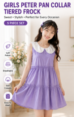 Girl's Purple Peter Pan Collar Tiered Frock