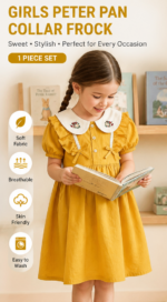 Girl's Yellow Peter Pan Collar Korean Frock