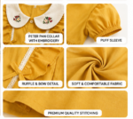 Girl's Yellow Peter Pan Collar Korean Frock - Image 3