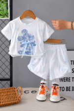 Girl's Blue Graphic  Tee and Shorts Set
