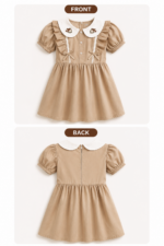 Girl's Grey Peter Pan Collar  Korean Frock (Cotton)