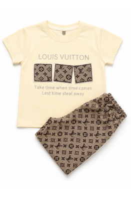 Kids' Luxury Monogram Louis vuitton T-Shirt and Shorts 2-Piece Luxury Set - Image 1