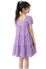 Girls' Pastel Purple  Tiered Smock Dress - Image 3