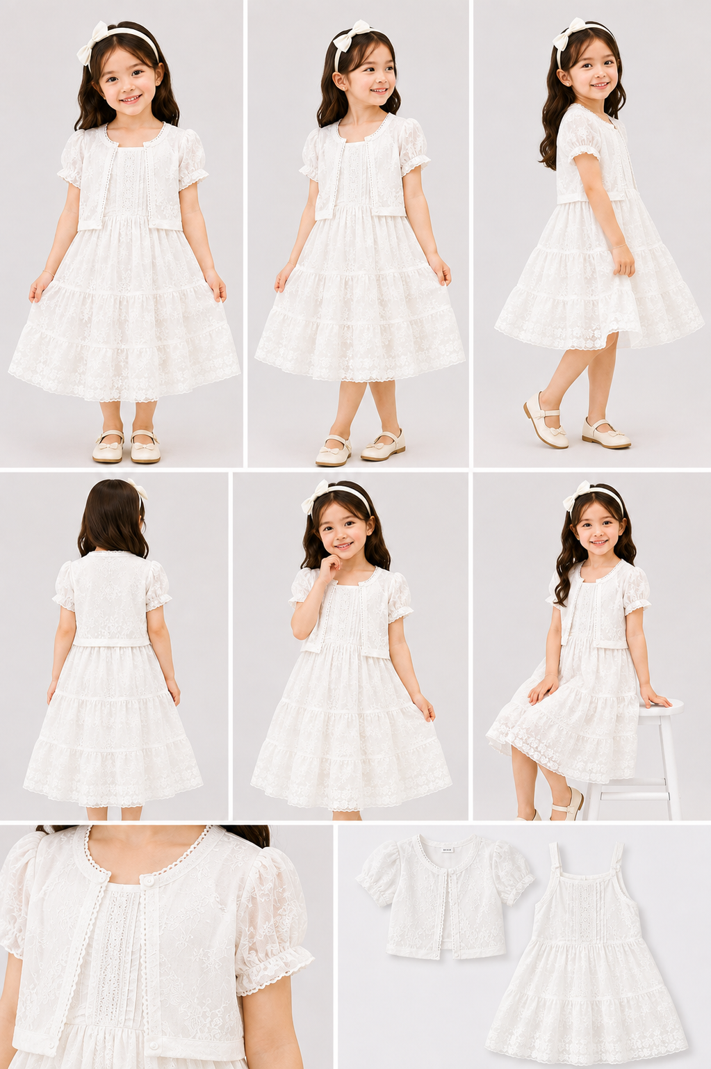 ChatGPT Image Sep 1, 2026, 01_08_46 AM Classic White Flutter-Sleeve Dress With Shrug - Image 1