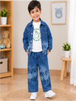 Boys 3-Piece Denim Jacket, T-Shirt & Wide-Leg Jeans Set - Image 9