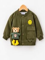 Cozy Bear Button Co-Ord Set- Olive Green - Image 6