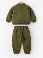 Cozy Bear Button Co-Ord Set- Olive Green - Image 7