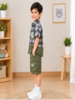 Boys 3-Piece Casual T-Shirt, Checked Shirt & Shorts Set - Image 3