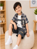 Boys 3-Piece Patterned T-Shirt and Shirt with Shorts - Image 5