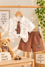 Kids’ Dino Print Shirt & Shorts Co-ord Set
