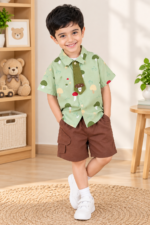 Mushroom Print Kids’ Co-ord Set with Tie - Image 2